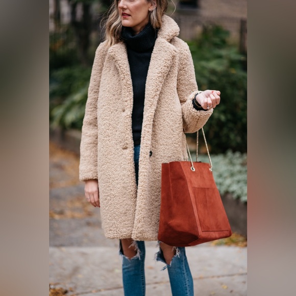 Mkt Studio Shopbop Camel Teddy Jacket Coat size FR 40 - Picture 3 of 11